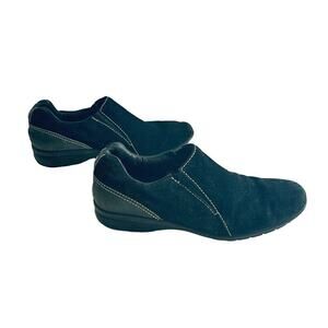 Cole Haan Mardi Suede Leather Slip On Loafer Women Sz 8 Comfort Shoe Black White